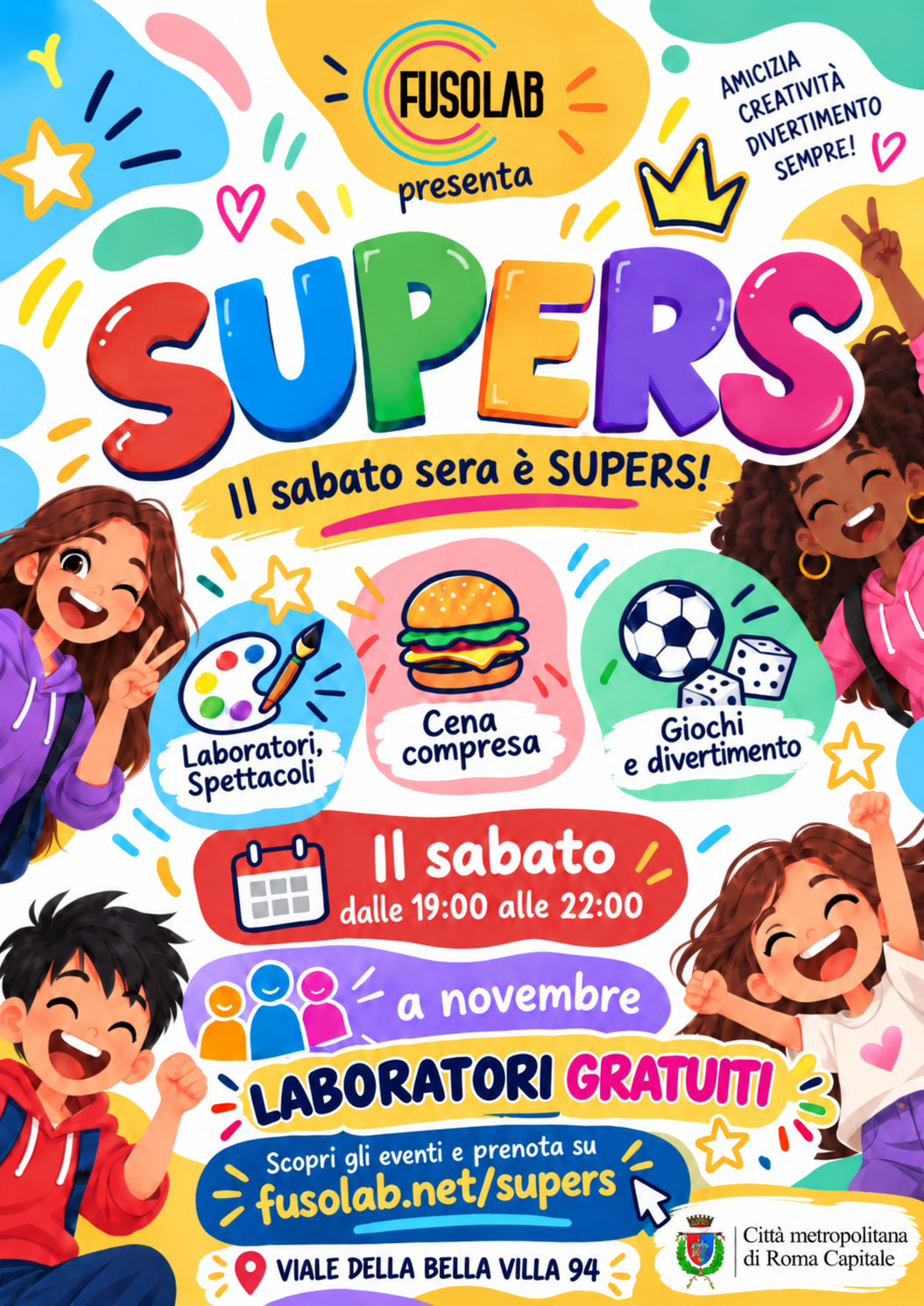Poster SUPERS creatività e divertimento a novembre