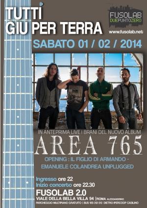 “Tutti giù per terra”: Area 765 in concerto + Il figlio di Armando